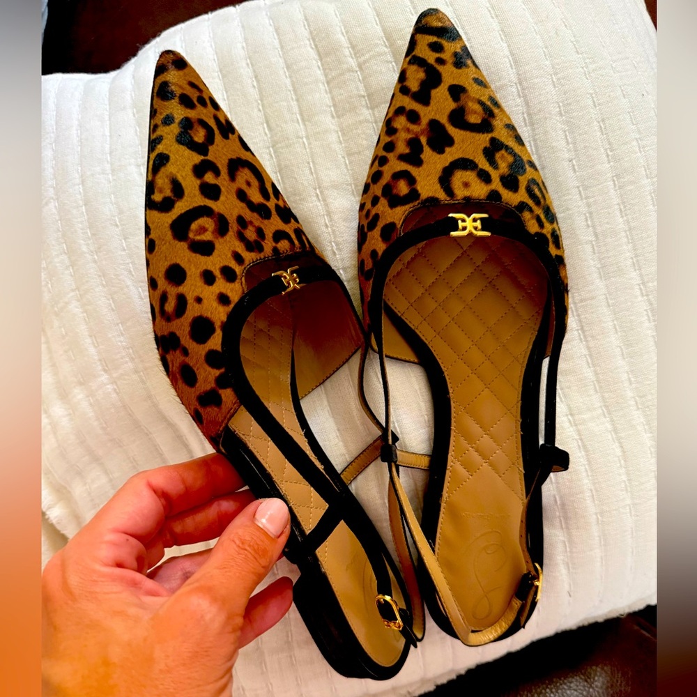 Sam Edelman Leopard Print Cohen Slingback Flats Shoes - worn twice